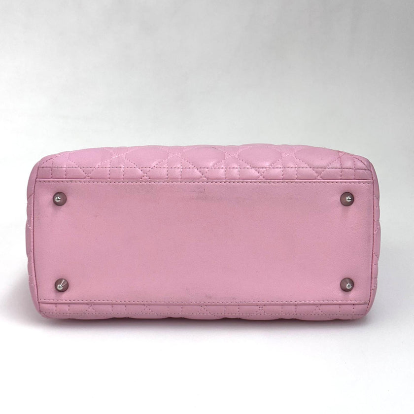 Lady Dior Borsa Media Rosa in Pelle Cannage