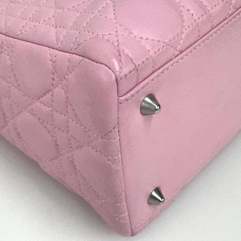 Lady Dior Borsa Media Rosa in Pelle Cannage