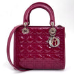 Lady Dior Borsa Media Vernice Rosso Bordeaux con Tracolla