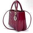 Lady Dior Borsa Media Vernice Rosso Bordeaux con Tracolla
