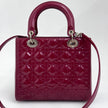 Lady Dior Borsa Media Vernice Rosso Bordeaux con Tracolla