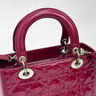 Lady Dior Borsa Media Vernice Rosso Bordeaux con Tracolla