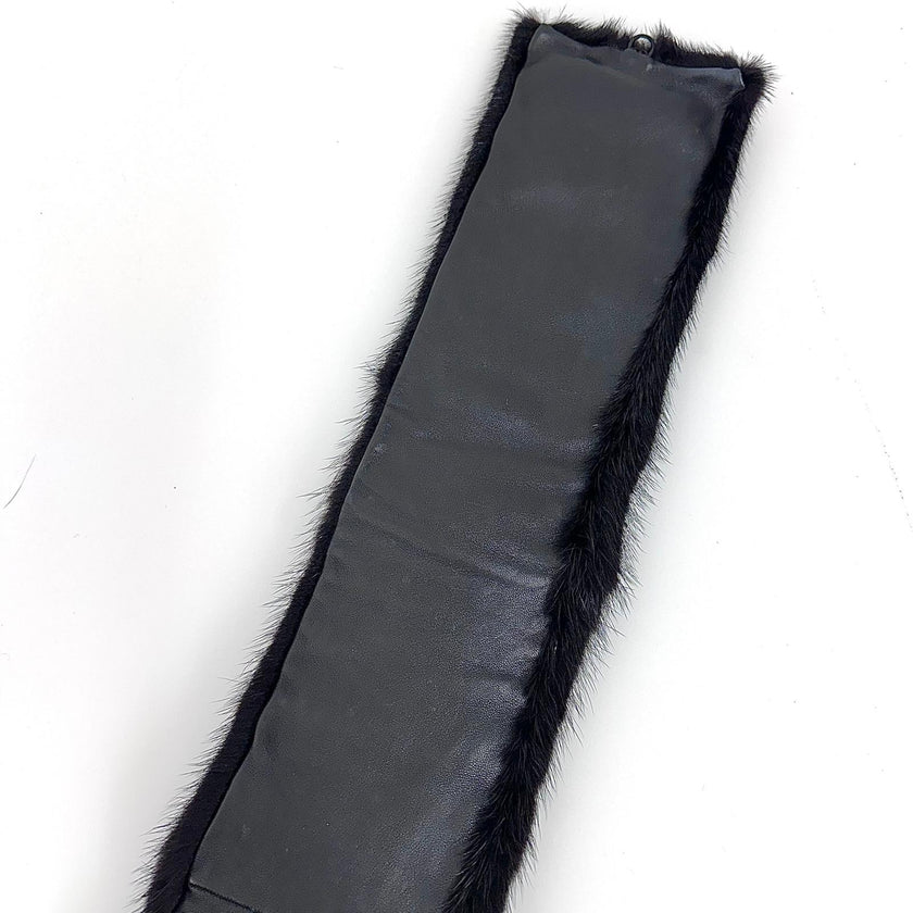 Loewe collo in visone e pelle nera