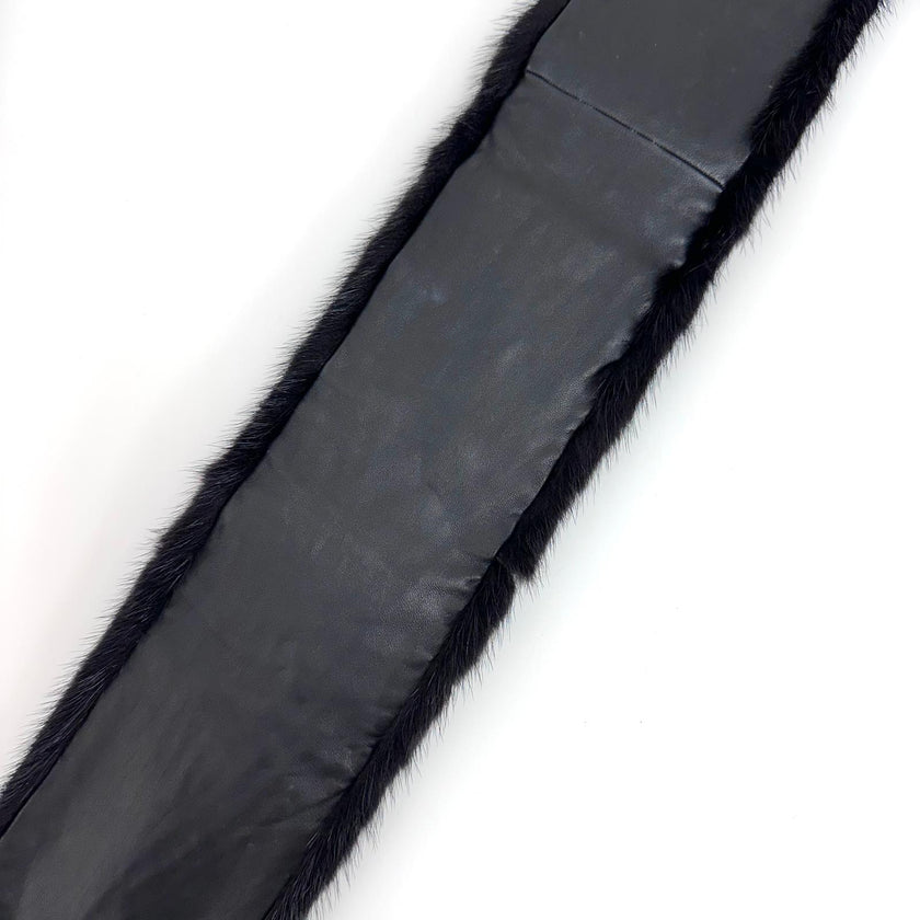 Loewe collo in visone e pelle nera