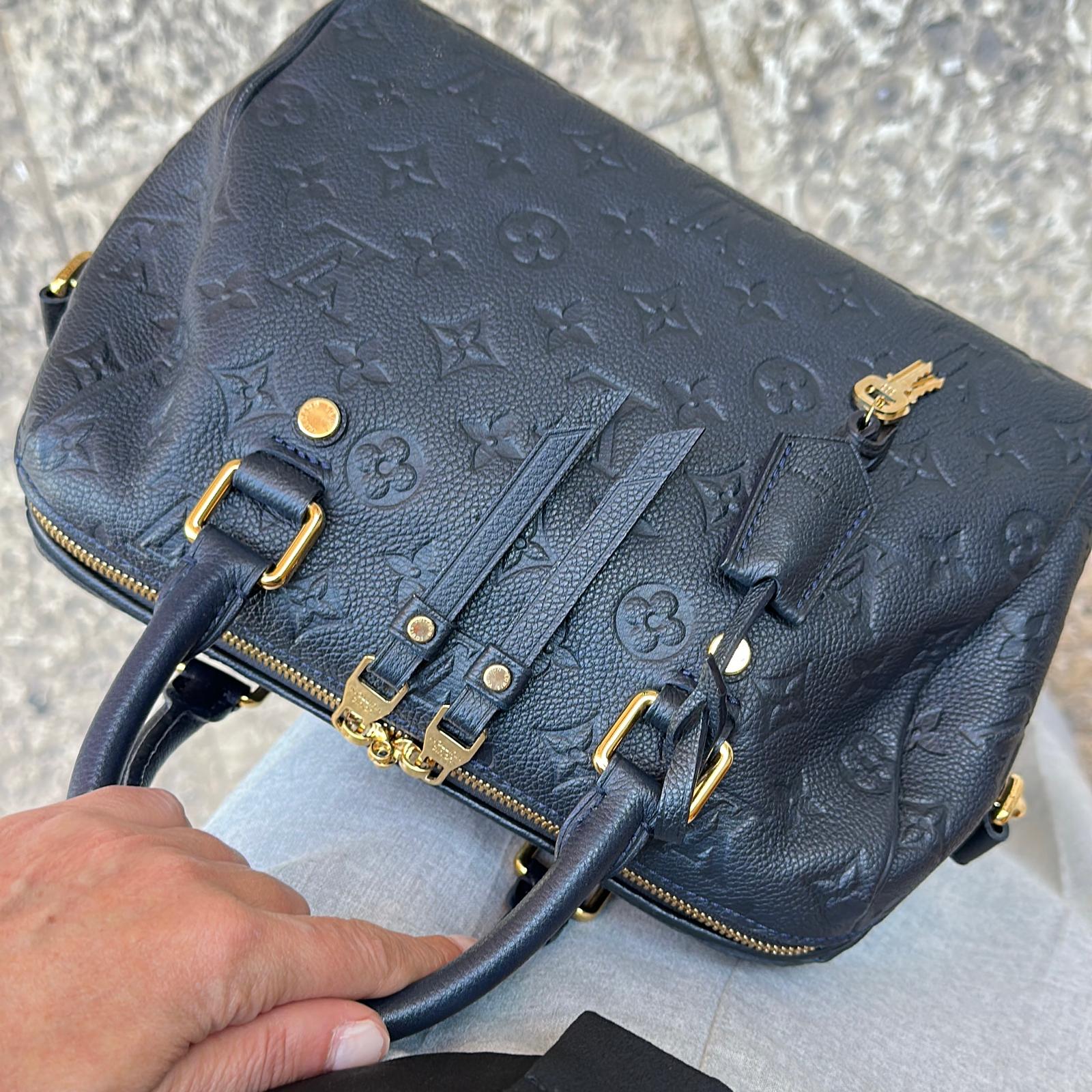 Louis Vuitton Borsa Speedy Bandoulière 25 in Pelle Monogram Empreinte Blu