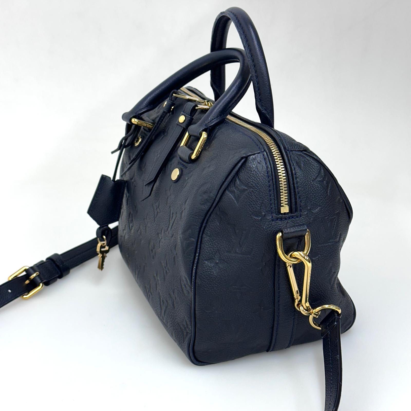 Louis Vuitton Borsa Speedy Bandoulière 25 in Pelle Monogram Empreinte Blu
