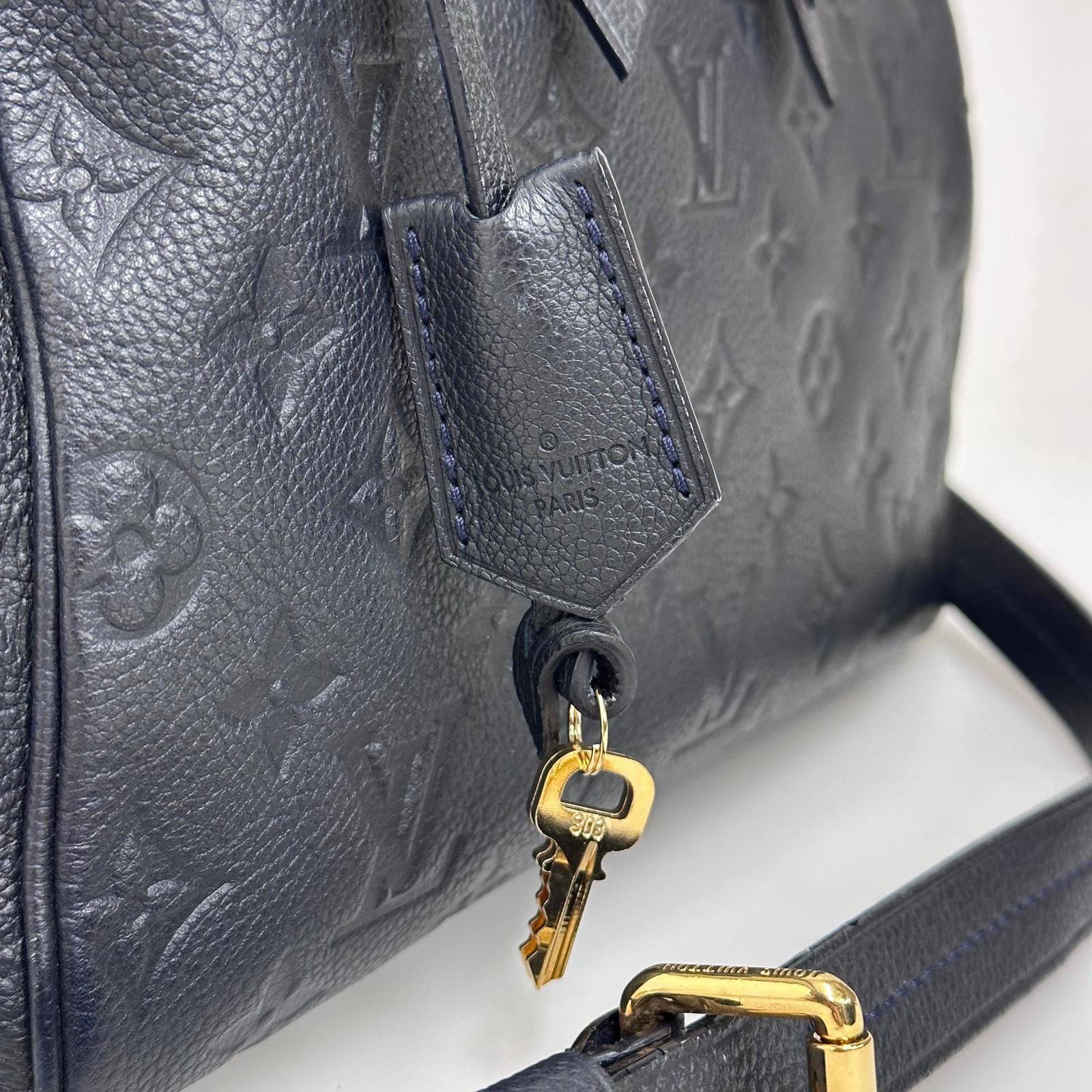 Louis Vuitton Borsa Speedy Bandoulière 25 in Pelle Monogram Empreinte Blu