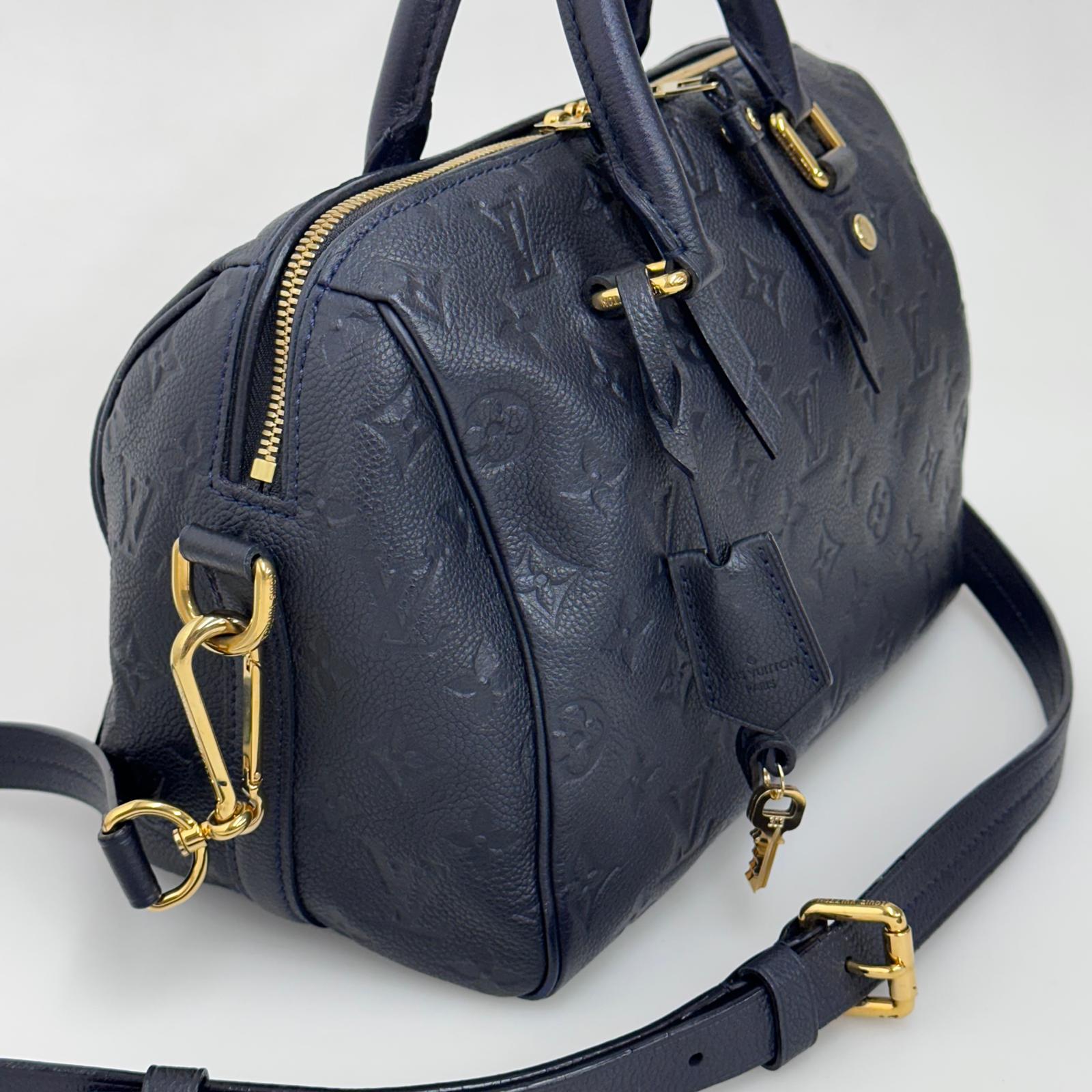 Louis Vuitton Borsa Speedy Bandoulière 25 in Pelle Monogram Empreinte Blu