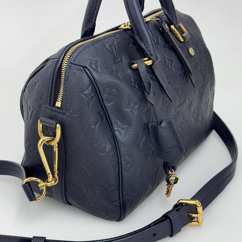 Louis Vuitton Borsa Speedy Bandoulière 25 in Pelle Monogram Empreinte Blu