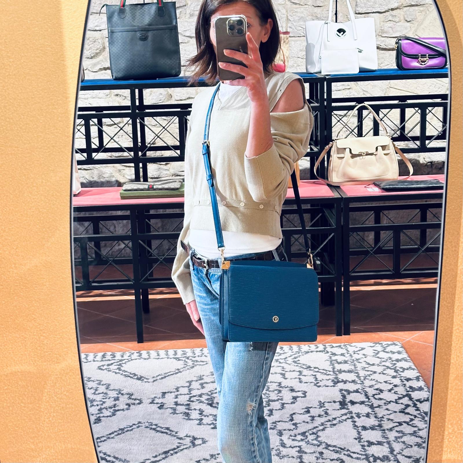 Louis Vuitton Borsa a Tracolla Saint Cloud Epi Toledo Blue