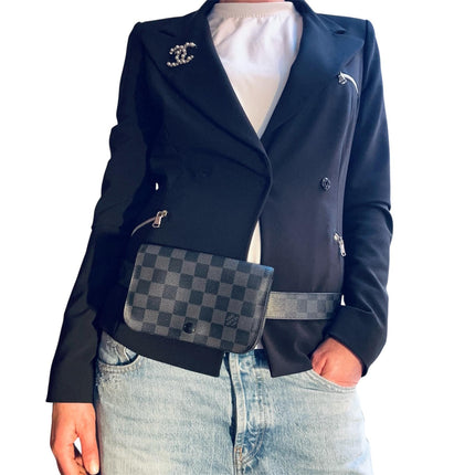 Louis Vuitton Borsa a cintura modello Pochette Florentine Damier Graphite