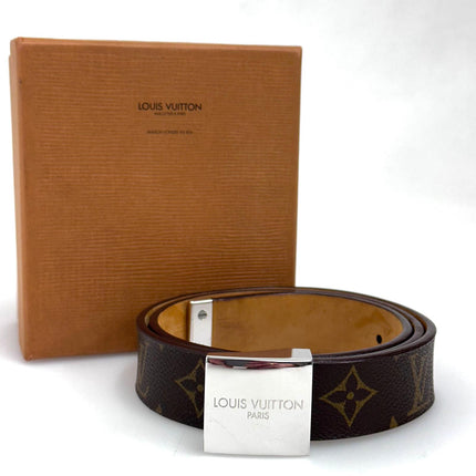Louis Vuitton Cintura in tela Monogram con fibbia argento Mis. 80