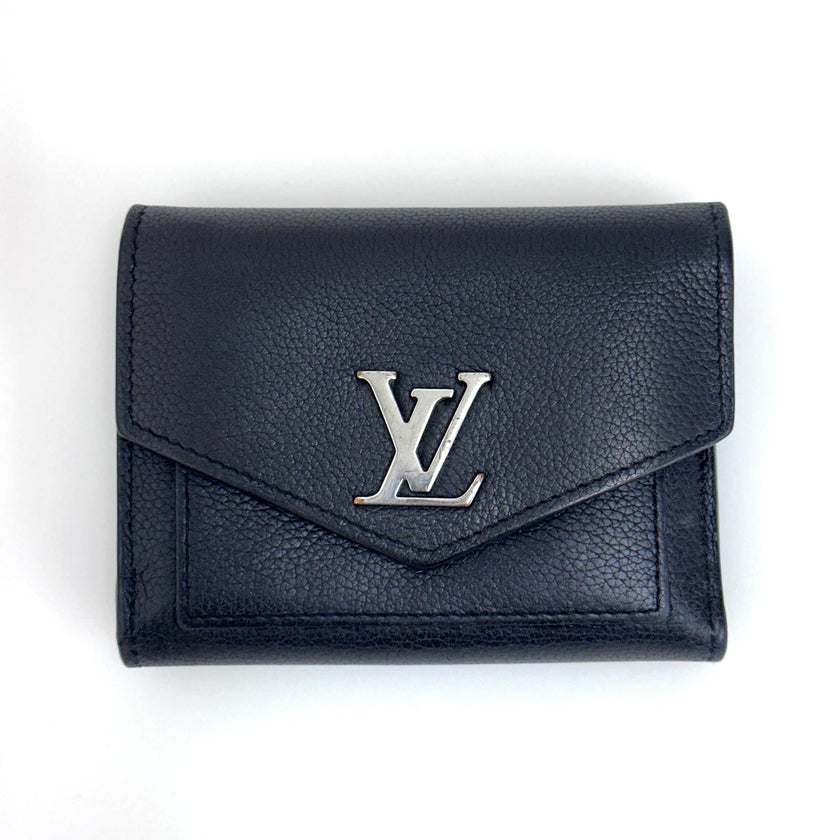 Louis Vuitton Portafoglio Lockme Compact in pelle nera