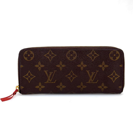 Louis Vuitton Portafoglio Zippé Clémence in Tela Monogram e arancio
