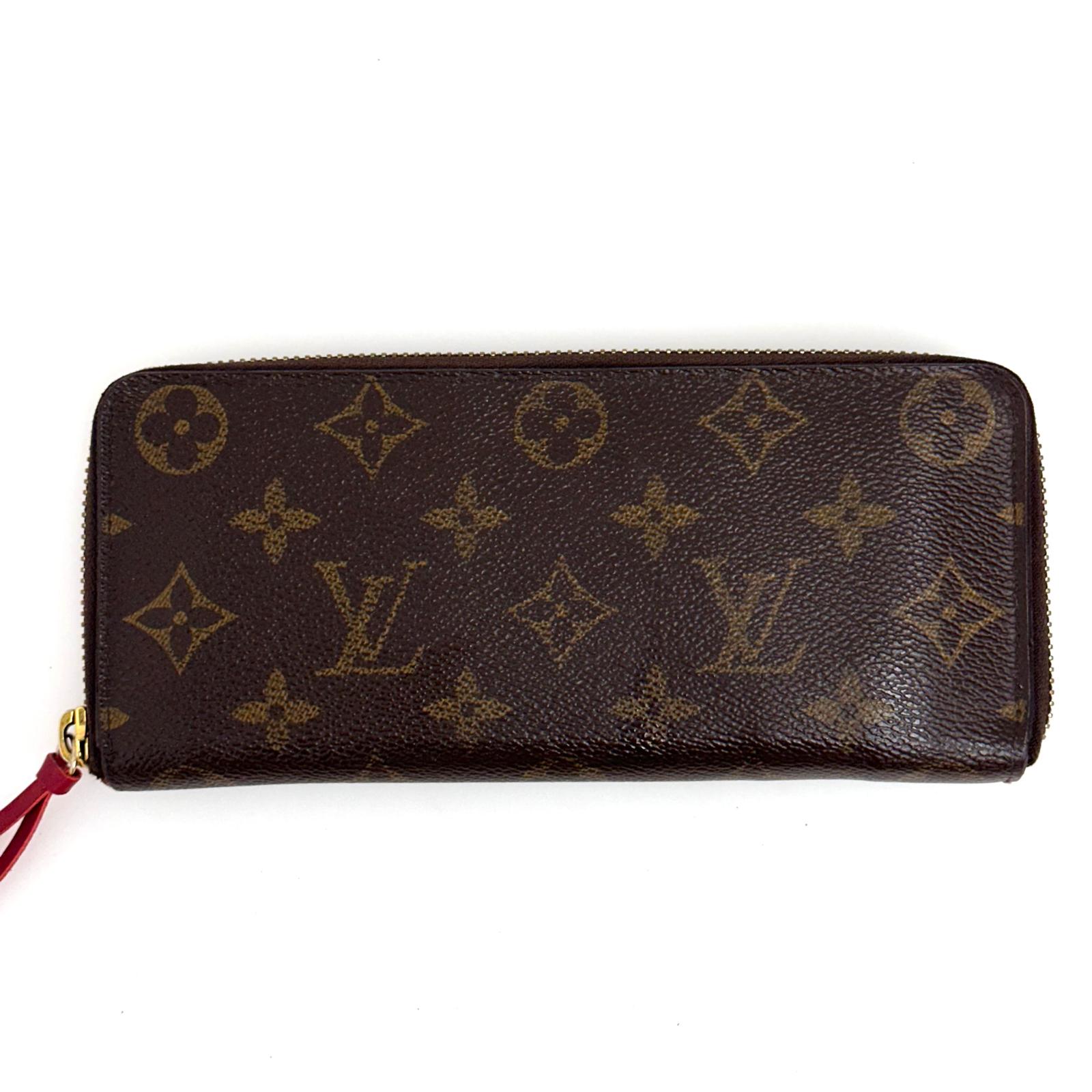 Louis Vuitton Portafoglio Zippé Clémence in Tela Monogram e arancio