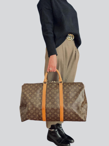 Louis Vuitton borsa da viaggio Keepall 50 in tela Monogram