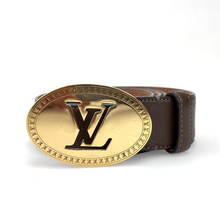 Louis Vuitton cintura in pelle con fibbia LV ovale Mis. 90