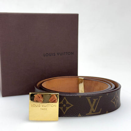 Louis Vuitton cintura in tela Monogram con fibbia oro Mis. 80