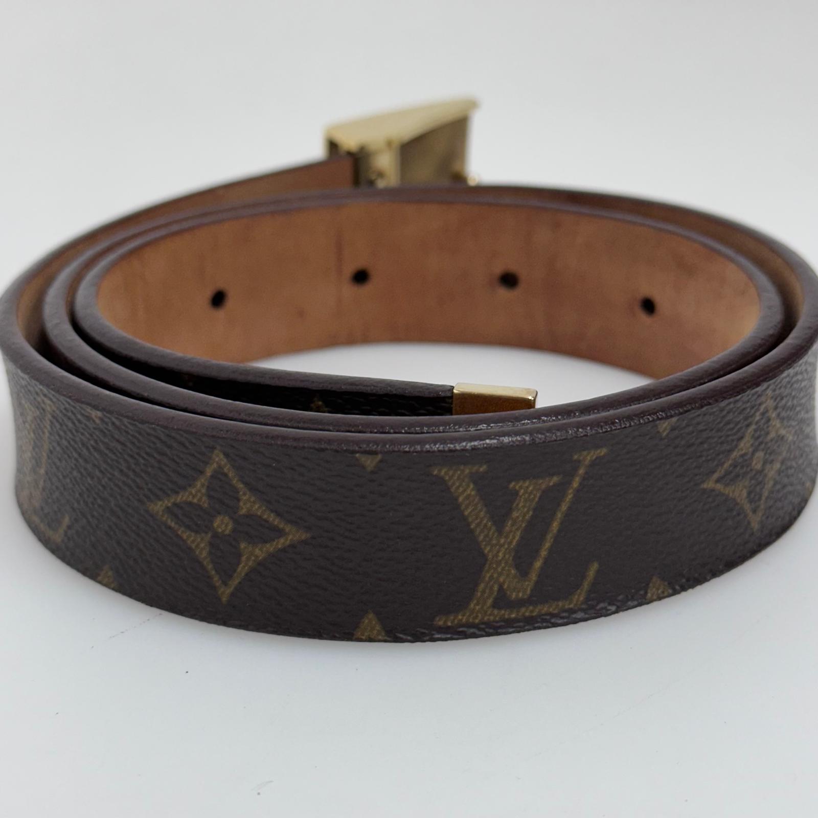 Louis Vuitton cintura in tela Monogram con fibbia oro Mis. 80