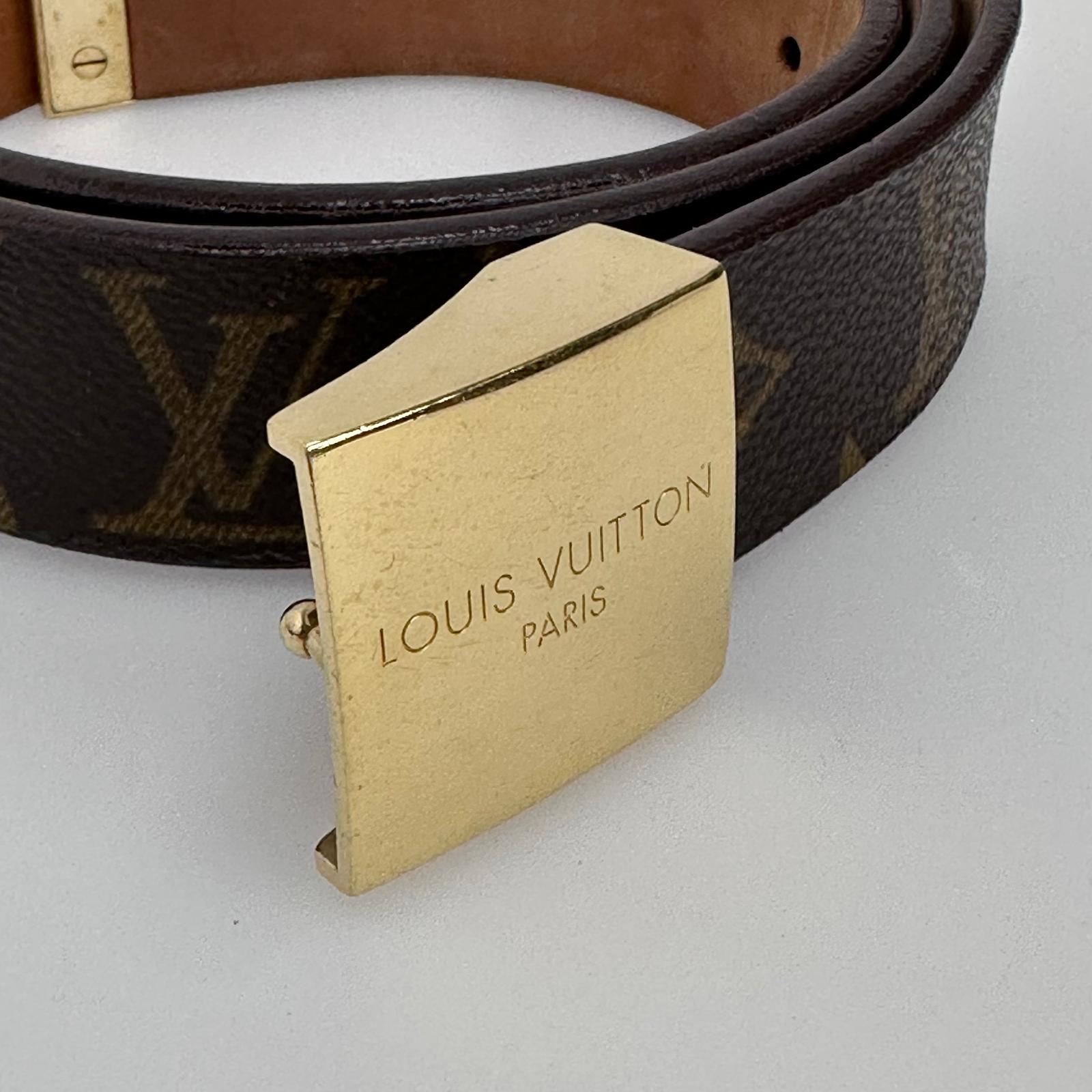 Louis Vuitton cintura in tela Monogram con fibbia oro Mis. 80