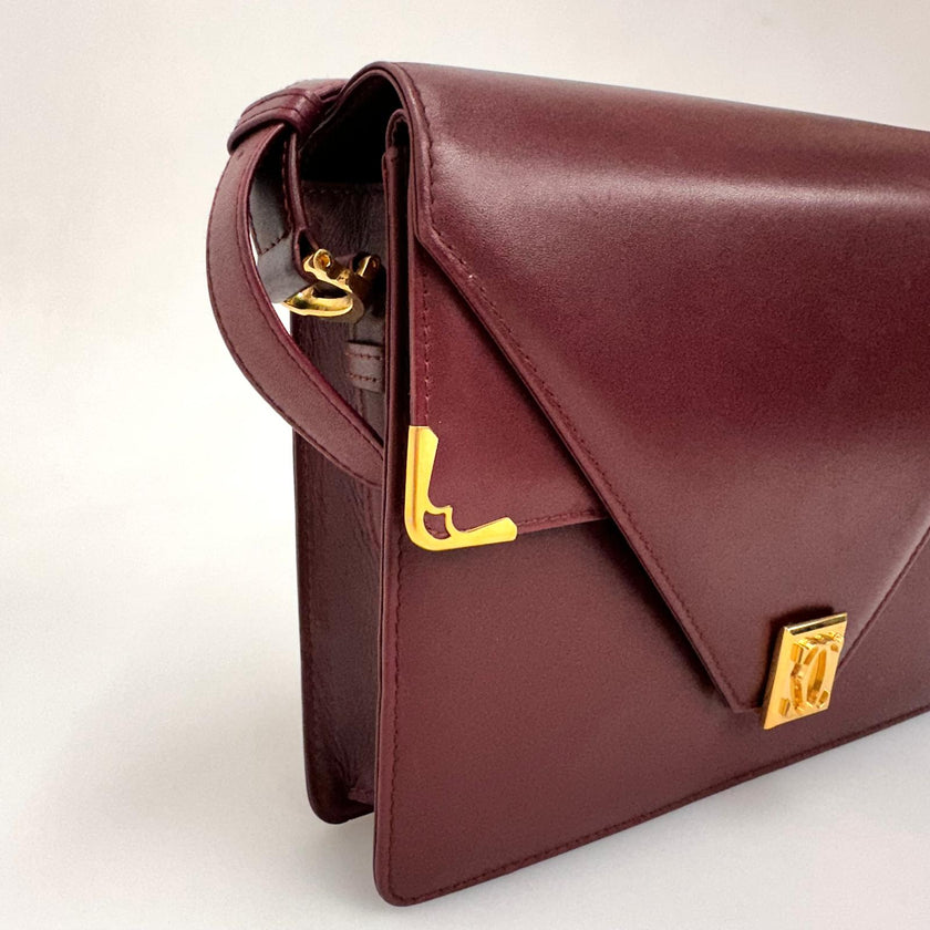 Must de Cartier Borsa a Tracolla Vintage in Pelle Bordeaux
