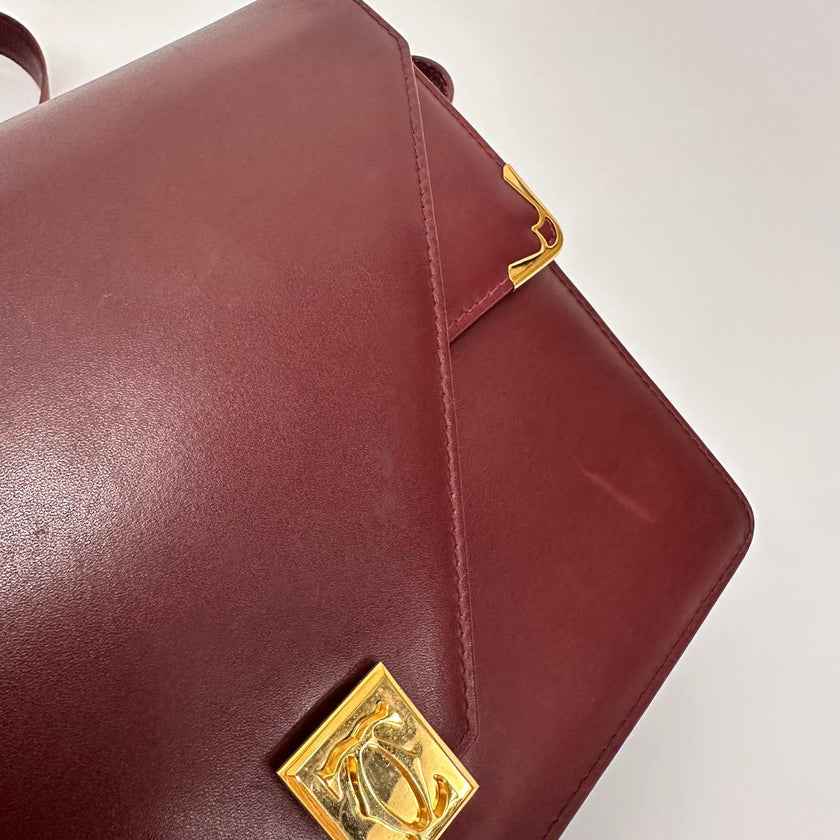 Must de Cartier Borsa a Tracolla Vintage in Pelle Bordeaux