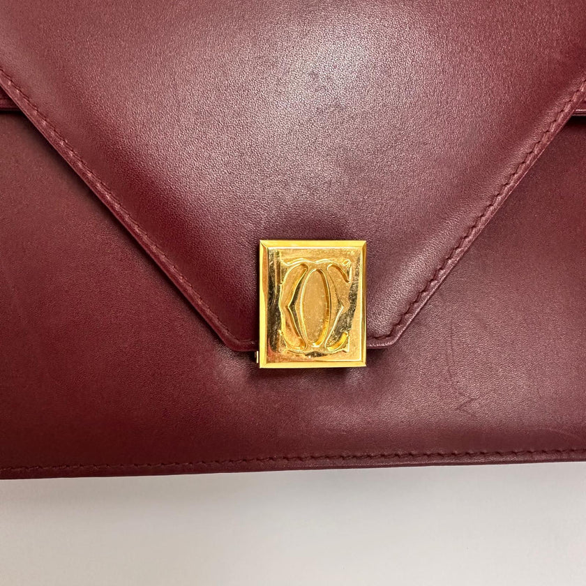 Must de Cartier Borsa a Tracolla Vintage in Pelle Bordeaux