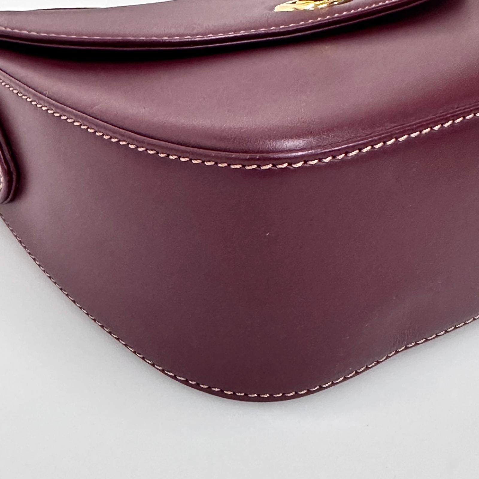 Must de Cartier Vintage Borsa a Tracolla Bordeaux in Pelle