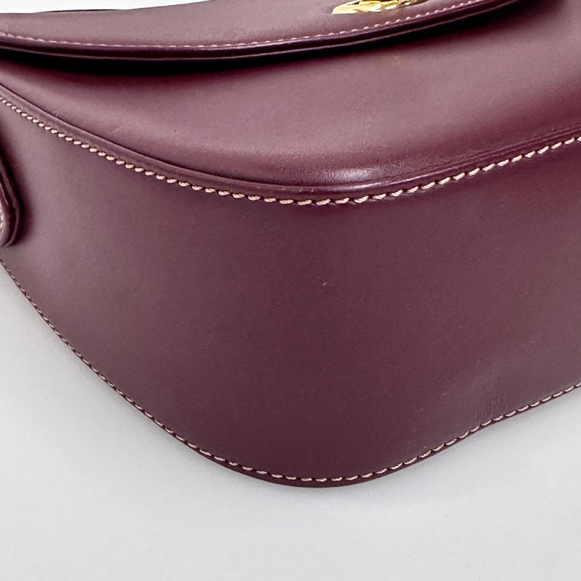 Must de Cartier Vintage Borsa a Tracolla Bordeaux in Pelle