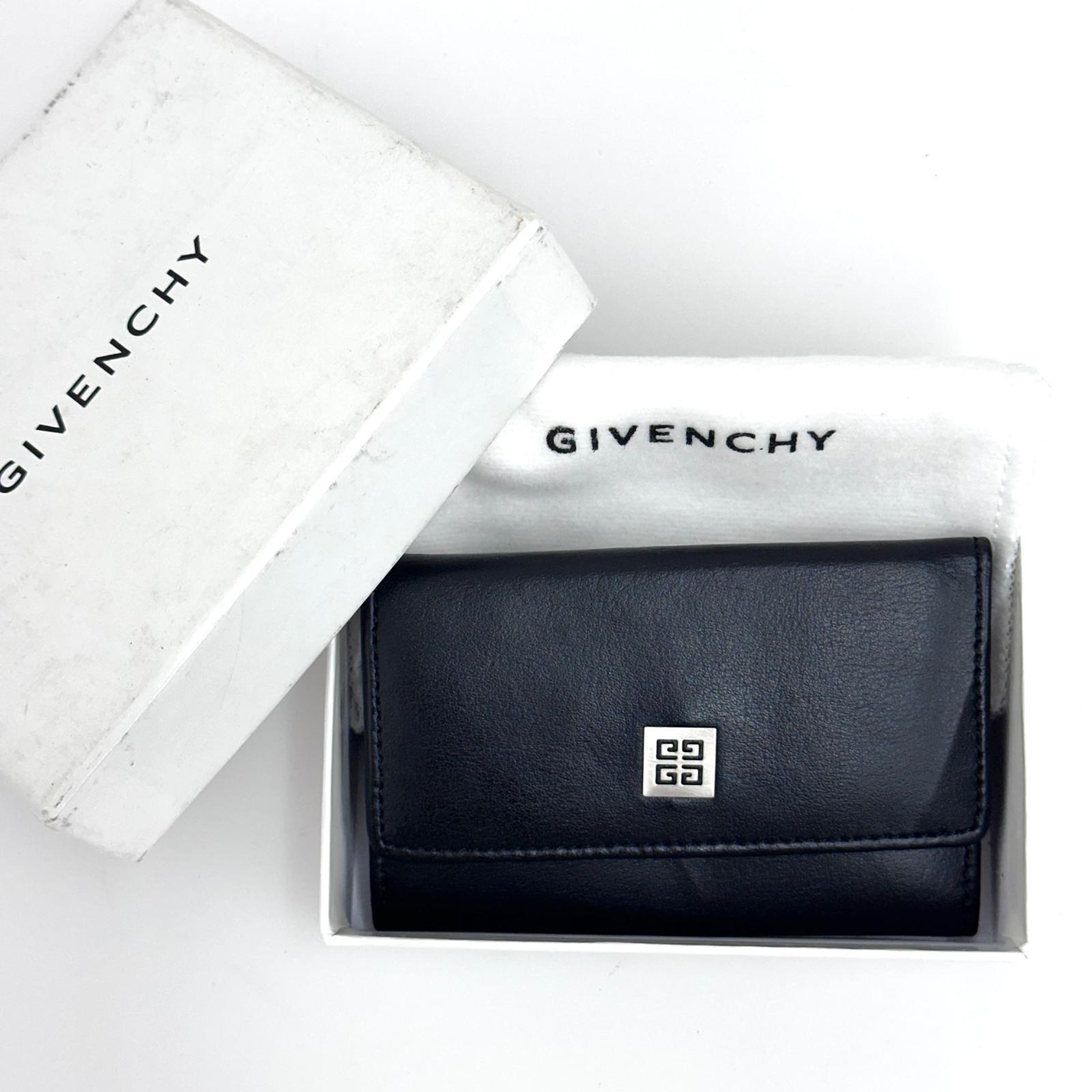 Portachiavi Givenchy in pelle nera con logo 4G - Nuovo