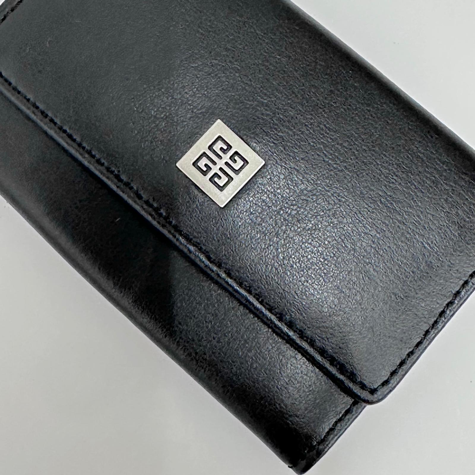 Portachiavi Givenchy in pelle nera con logo 4G - Nuovo