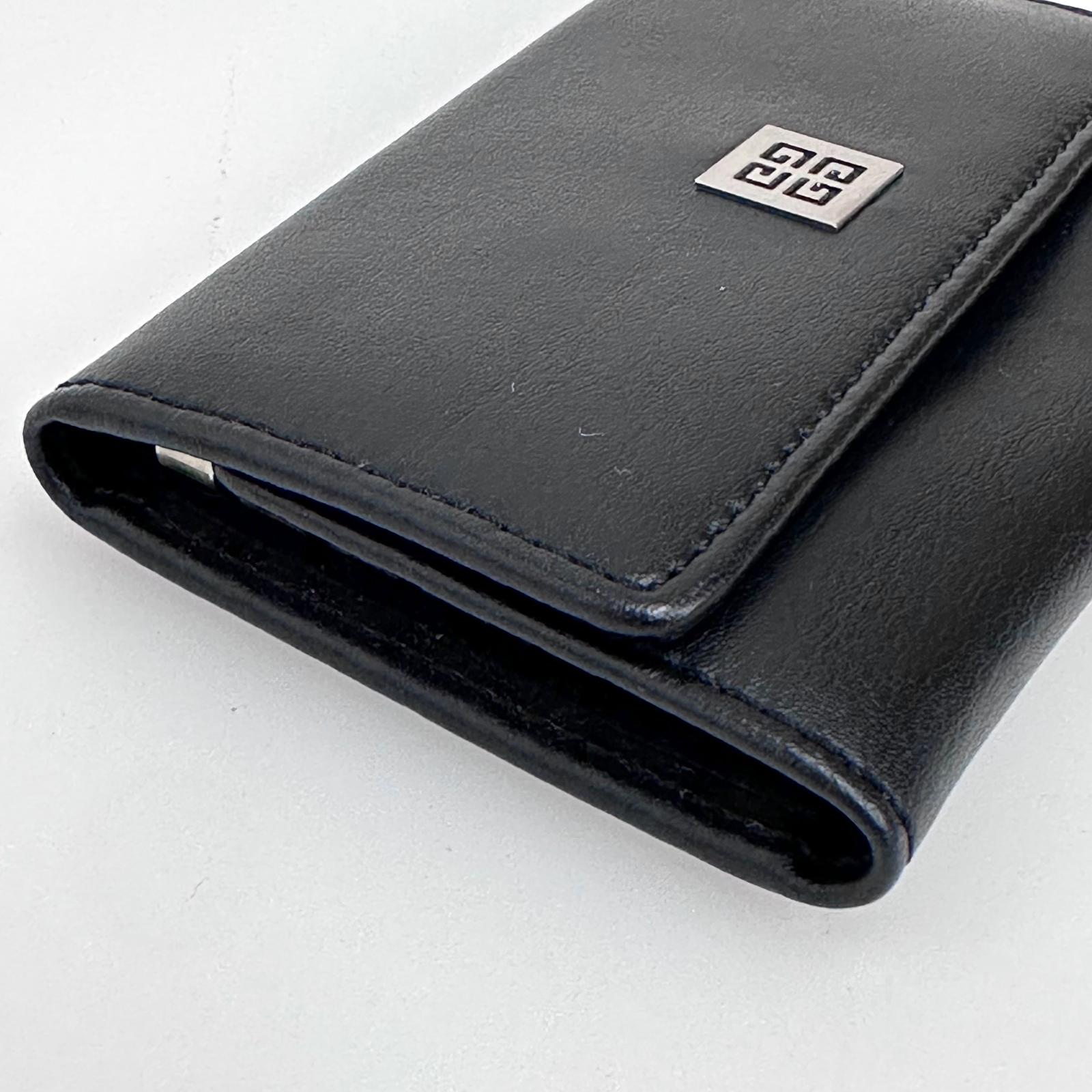Portachiavi Givenchy in pelle nera con logo 4G - Nuovo