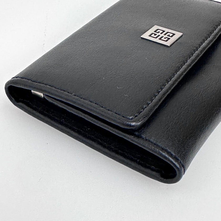 Portachiavi Givenchy in pelle nera con logo 4G - Nuovo