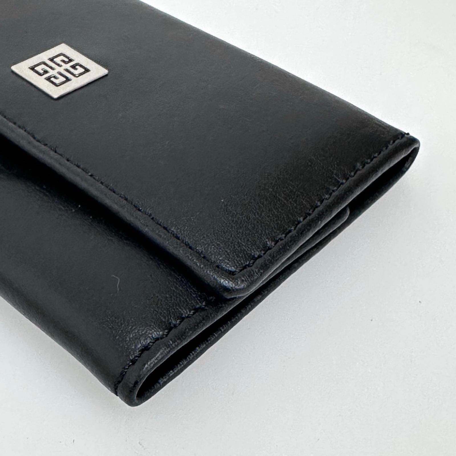 Portachiavi Givenchy in pelle nera con logo 4G - Nuovo
