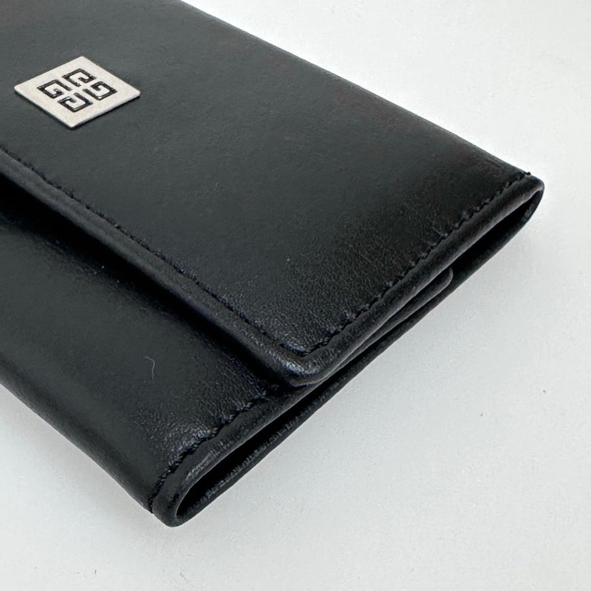 Portachiavi Givenchy in pelle nera con logo 4G - Nuovo