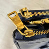 Prada Borsa Galleria Large Bluette in Saffiano Lux a tracolla