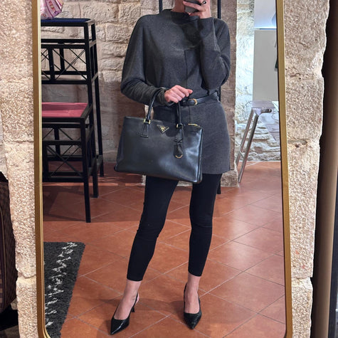 Prada Borsa Galleria Large in Pelle Saffiano Nera