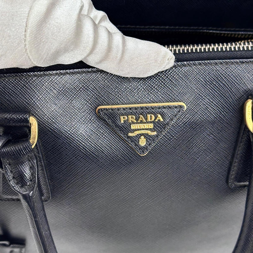 Prada Borsa Galleria Large in Pelle Saffiano Nera