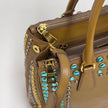 Prada Borsa Galleria Media Saffiano Vernice Cammeo con Cristalli Turchesi