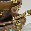 Prada Borsa Galleria Media Saffiano Vernice Cammeo con Cristalli Turchesi