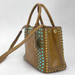 Prada Borsa Galleria Media Saffiano Vernice Cammeo con Cristalli Turchesi