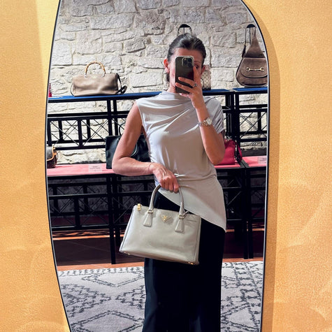 Prada Borsa Galleria Medium Saffiano Lux Pomice