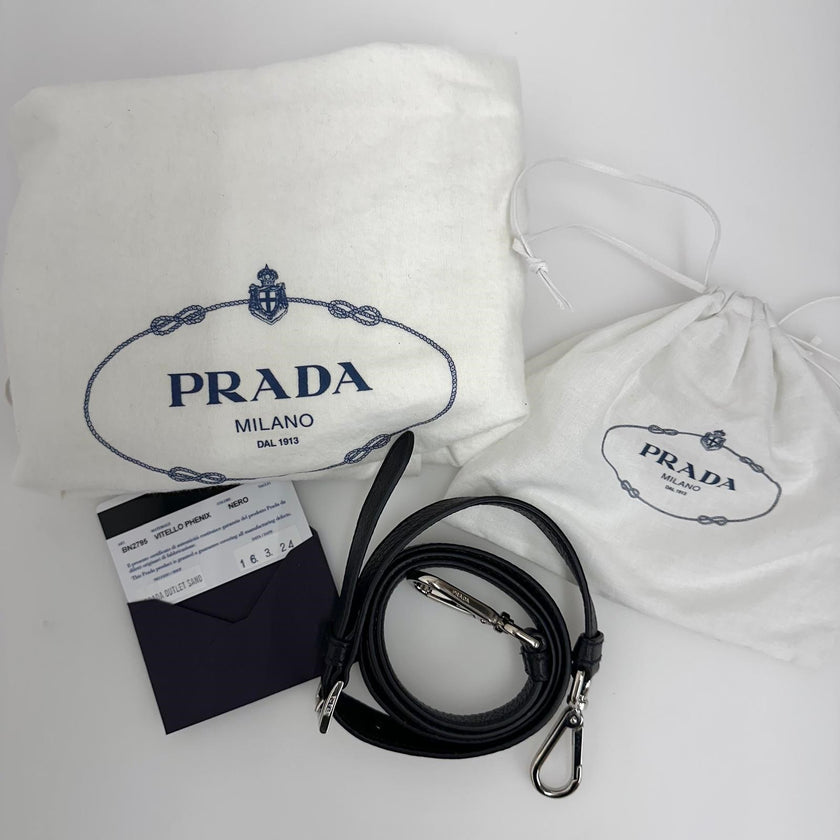 Prada Borsa Shopper a due vie in pelle Vitello Daino nera