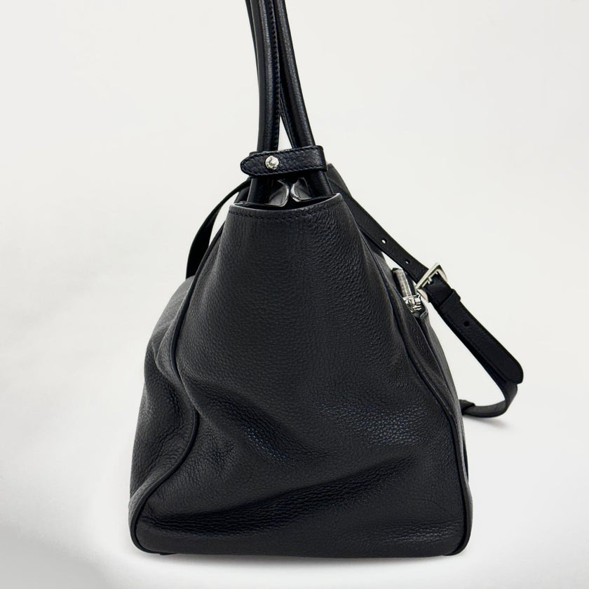 Prada Borsa Shopper a due vie in pelle Vitello Daino nera