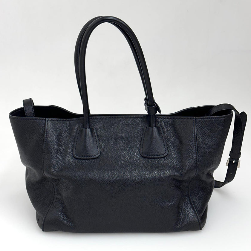 Prada Borsa Shopper a due vie in pelle Vitello Daino nera