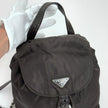Prada Borsa Zaino Tessuto Nylon Ebano con Catene