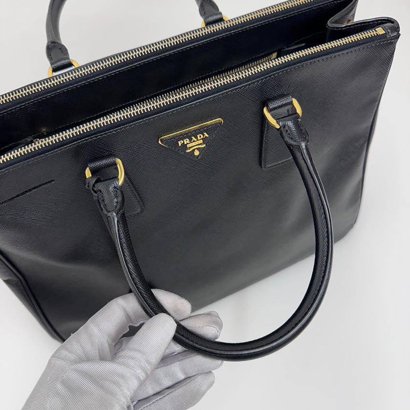 Prada Borsa a mano Galleria Large Saffiano Lux Nera