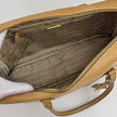 Prada Borsa a mano in pelle Saffiano traforata color cammello