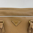 Prada Borsa a mano in pelle Saffiano traforata color cammello