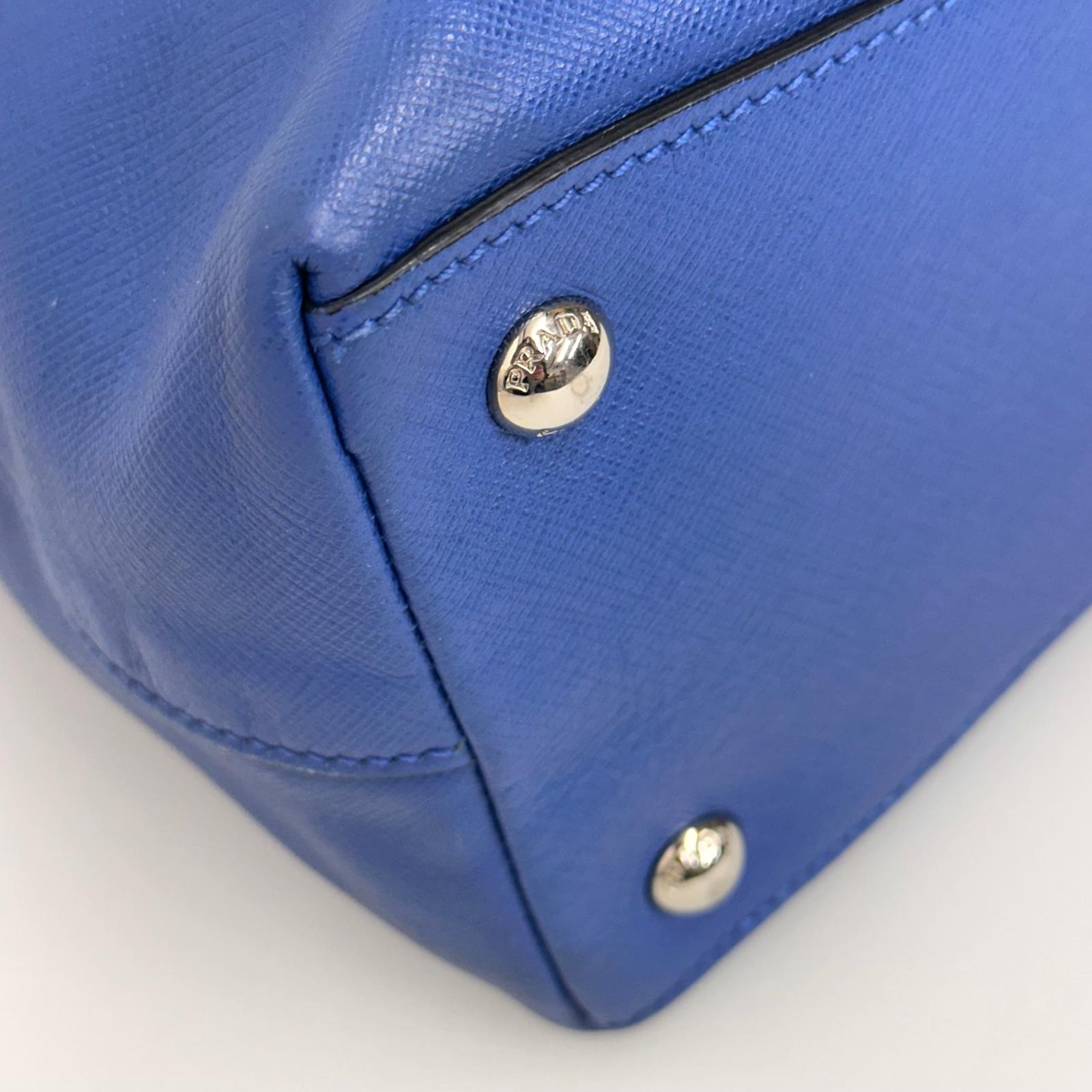Prada Borsa a spalla Saffiano Lux Blu Cobalto